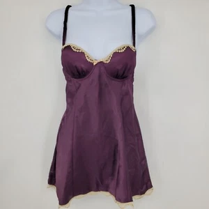 Canotta Gilligan & Omalley Y2K viola babydoll top lingerie orlo in pizzo piccola - Foto 1 di 12