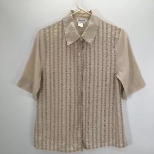 Rene Margo Plus Top Women's XXXL Beige Blouse Button Up Short Sleeve - Picture 1 of 8