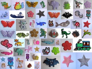 Applikation Bügelbilder Bügelflicken Kinder Sterne Blumen Tiere Schmetterling - Bild 1 von 67