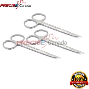 3 Stück zarte kleinere zahnärztliche chirurgische Iris gebogene Zahnfleischschere 4,5 Zoll  - Bild 1 von 3