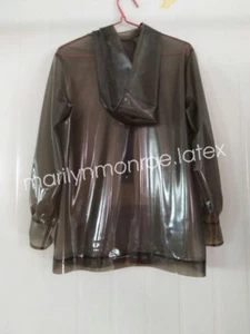 100% Latex Rubber Stylish Hoodie Smoke Gray Unique Coat Top Size 0.4mm Party - Picture 1 of 3