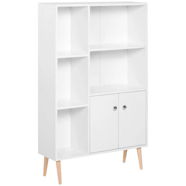 Homcom UK836114WT0342 2 Door Wooden Bookcase - White