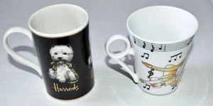 Zwei Kaffeetassen ~ Harrod's Westie Hund Kaffeetasse Goldrand & Yedi Design Becher ~ Sehr guter Zustand + - Bild 1 von 8