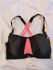 Victoria's Secret VSX Sport-BH schwarz Hot Pink Mesh Angel Racerback 32DD - Bild 1 von 8