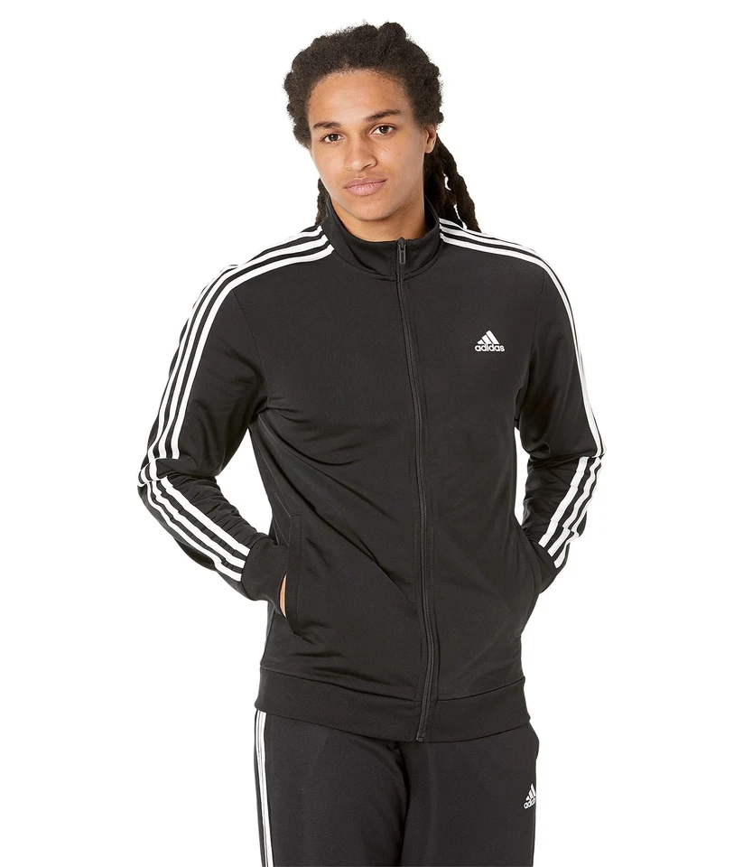 Adidas 3 Stripe Tricot Men's Track Jacket Black 3XLT Unisex H46099