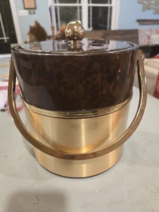Ice Bucket Padded Vinyl & Metal Vintage - Picture 1 of 5