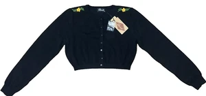 REVIVAL Black Cardigan Size 14 Brand New with Tags "Bed of Roses" Retro Crop - Picture 1 of 4