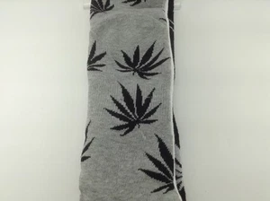 Black Gray Socks, Pot Hemp Themed Cushioned Crew Socks, 3 Pair, $24 MSRP ๐ - Picture 1 of 2