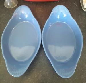 2 MASON & CASH OVAL GRATIN OVEN DISHES BLUE ORIGINAL COLLECTION LOVELY CONDITION - Picture 1 of 4