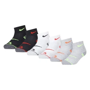 6 Pairs BOYS Socks NIKE Quarter SOCK Size XS 5-7 SHOE SZ 10C-3Y NEW w TAGS - Picture 1 of 3