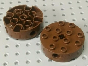 Lego Brick Round 4x4 with Holes [6222] Original Brown x2 - Picture 1 of 3