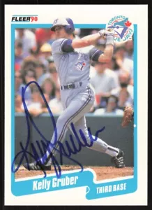 1990 Fleer Kelly Gruber Auto Toronto Blue Jays #83 Card Signed - Picture 1 of 2