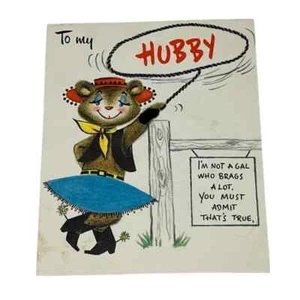 Hallmark To My Hubby Animale Vestito c1958 Biglietto Anniversario Vintage BX - Foto 1 di 5