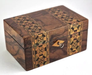 Schatulle Dose Holz mit Intarsien Victorian Stil um 1870 - 1880 R287 - Picture 1 of 11
