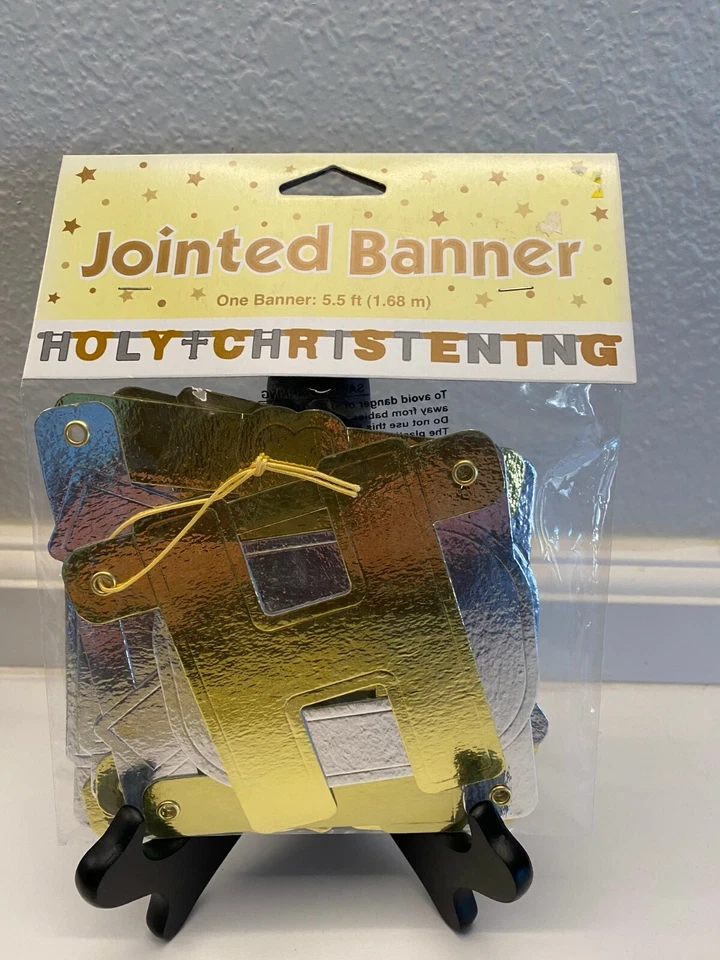 Holy Christening Gold/Silver Jointed Letter Banner 5.5 ft. - Image 1 of 3