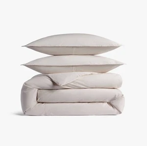 Full/Queen Casual Organic Cotton Duvet Cover & Sham Set - Parchment - Parachute - Picture 1 of 4