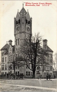White County Courthouse, Monticello, Indiana Postcard (1910s) - Picture 1 of 2