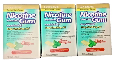 3x GoodSense Nicotine Gum 4mg Arctic Mint, 110 Pieces ea (3x110=330) EXP 12/2025 - Image 1 of 4