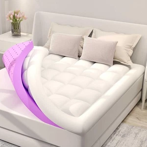 Dual Layer 4 Inch Memory Foam Mattress Topper King Size, 2 Inch Gel Memory Fo... - Picture 1 of 8