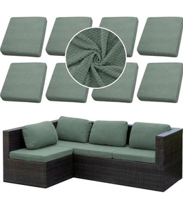 8Pcs Stretch Patio Cushion Cover Outdoor Textured Matcha Green 27"D x 27"W x 8" - Imagen 1 de 6