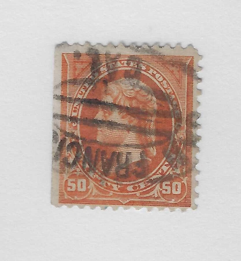 Scott # 275a, 50 cent red orange, small bank note, Perry, 1896, VF+, cat. $95 - Image 1 of 1
