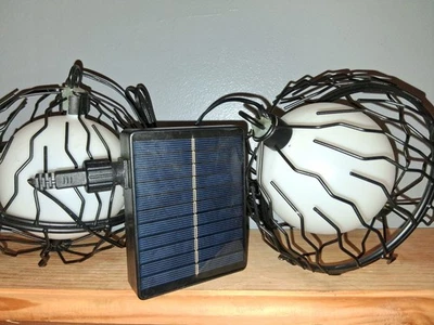 Solar Powered Cage Globe String Lights Outdoor Patio Garden Decoration Works - Image 1 of 4