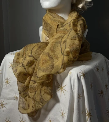 Liberty Vintage Silk Scarf - fairly sheer old gold colour - Image 1 of 4