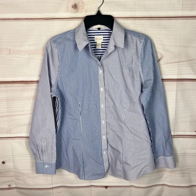 Camisa Chicos Top Mujer 0 S Azul Rayas Sin Hierro Abotonada Manga Larga Algodón Foto 1 de 4