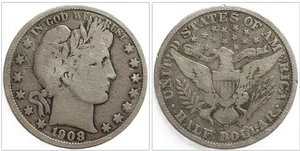 USA Half Dollar 1908 Barber Liberty O New Orleans Silber Münze - Bild 1 von 3