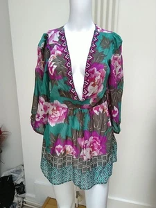 Monsoon Silk Floral Beach Cover Up Holiday Resortwear Beach Accessories 8 - Picture 1 of 4