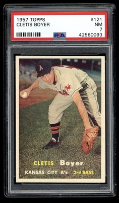 1957 Topps #121 Cletis Boyer Kansas City Athletics PSA 7 casi nuevo Foto 1 de 2