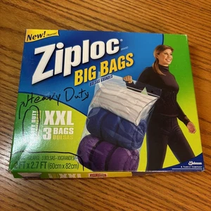 NEW Ziploc Big Bags Heavy Duty Storage XXL 3 Bags 20gal Size 2’.x 2.7’ - Picture 1 of 3