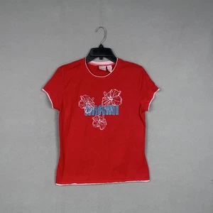 Camisa Miami Xhilaration Mujer Mediana Roja Hibisco Gráfico Camiseta Top Verano - Imagen 1 de 12