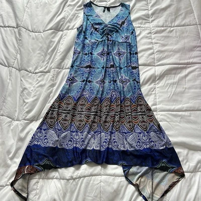 Vestido New Directions Mujer 1X Azul Cachemira Sin Mangas Cuello en V Pañuelo Dobladillo Foto 1 de 4