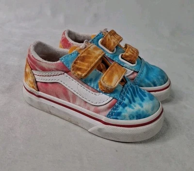 Vans 学步儿童 5 码 Old Skool V 彩虹染料运动鞋 — 第 1/4 张图片