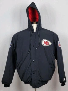 Chaqueta De Colección Starter Kansas City Chiefs Para Hombre L Grande Negra Equipo NFL Puffer Años 90 - Imagen 1 de 14