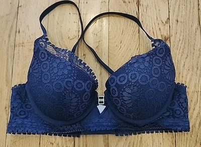 Sujetador Aerie 32B Azul Encaje Acolchado Push Up Con Aros Ajustable Foto 1 de 4