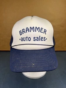 Vintage Brammer Autoverkauf Autohaus marineblau Snapback Trucker Mütze Topper - Bild 1 von 7