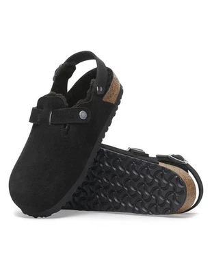 Birkenstock Tokio Inside Shearling Fur Black Suede Boston Clogs Womens 7 EU 38 - Image 1 of 4