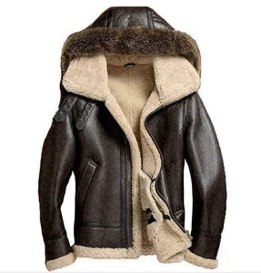 Men’s Leather Fashion Jacket – Classic Bomber Style Winter Jacket In All Sizes - Picture 1 of 3