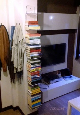 Libreria Verticale Design Plexiglass Trasparente a Parete Mensola Sospesa H100cm - Immagine 1 di 4