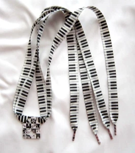 38" Premium Flat Black Musical White Piano Keys Rockabilly Punk Shoe laces-New! - Picture 1 of 2