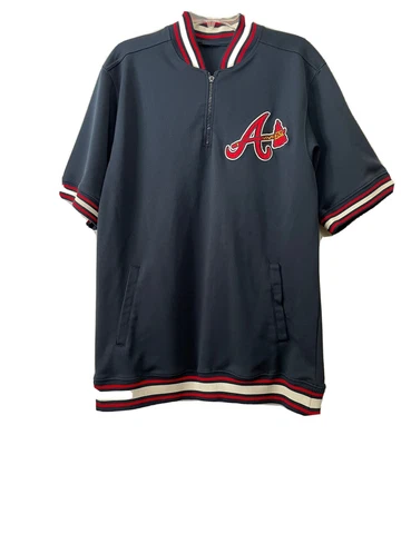 Vintage True Fan Men’s Atlanta Braves Quarter zip Jersey Size XL Rare Find Cover