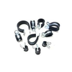 Rubber Lined P Clips Zinc Plated Steel For Convoluted Tubing & Cables - Pk 50 - Afbeelding 1 van 1