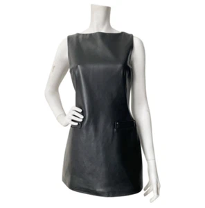 Mini vestido negro Versace Jeans Couture cuero imitación vegano cuero - talla M - Imagen 1 de 13