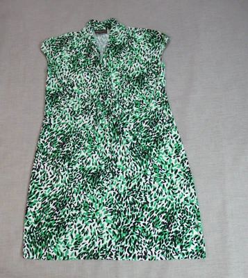 Dana Buchman Dress Womens XL Sleeveless Faux Wrap Geometric Pleated Sheath Midi - Image 1 of 4