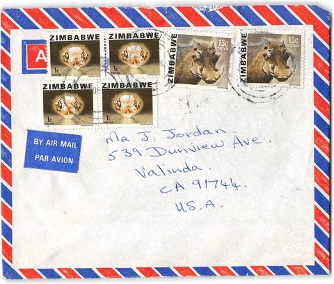 Zimbabwe to Valinda CA, c.2008 Cover
