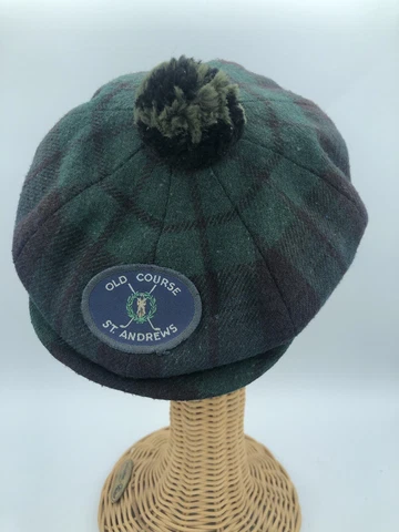 St. Andrews Course Golf Black Watch Plaid Plaid cap Scotland Vintage Sz 7 1/8 Cover