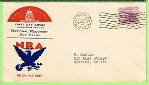 #732 NRA August 15 1933 Washington DC, Planty #17 Cachet Unidentified Maker - Picture 1 of 1