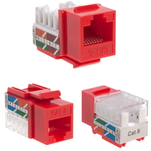 40 pcs Cat6 Punchdown Keystone Jack Red 45 Degree Angle Ethernet Network PACK - Picture 1 of 10